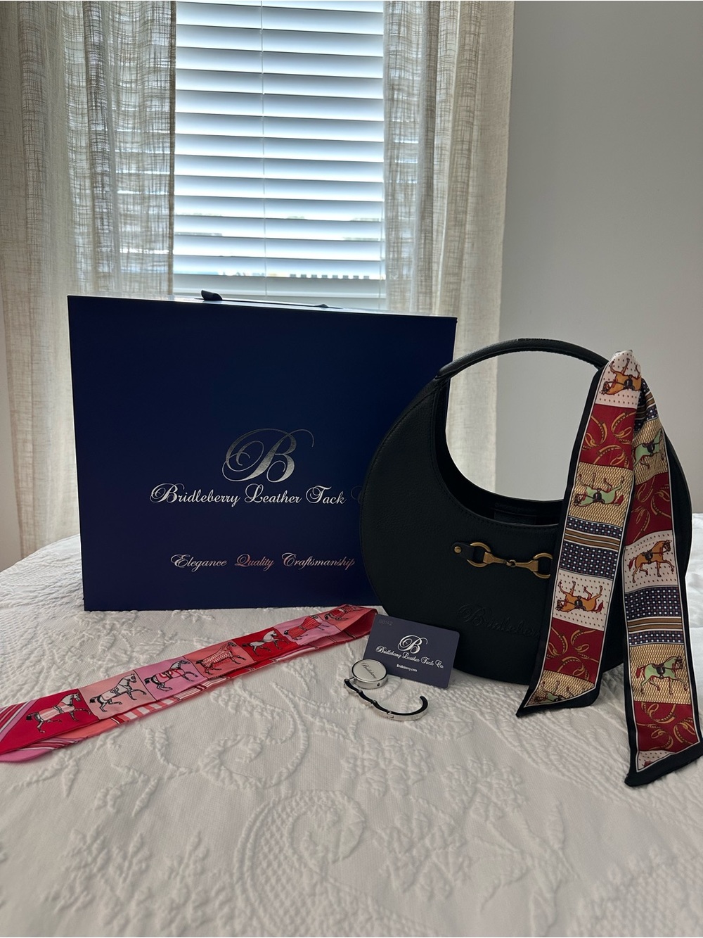Bridleberry Leather Tack Co Purse Leather Bag with Equestrian Accents & Scarfs